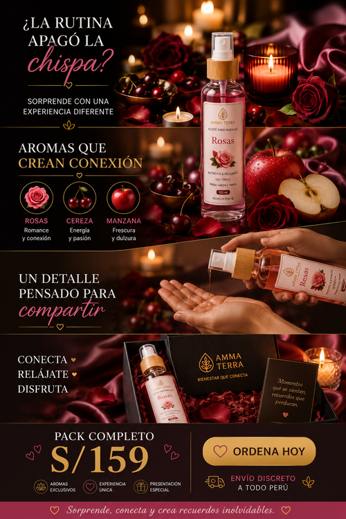 Pack Experiencia en Pareja Amma Terra | Aceite Aromático + Detalle Sorpresa
